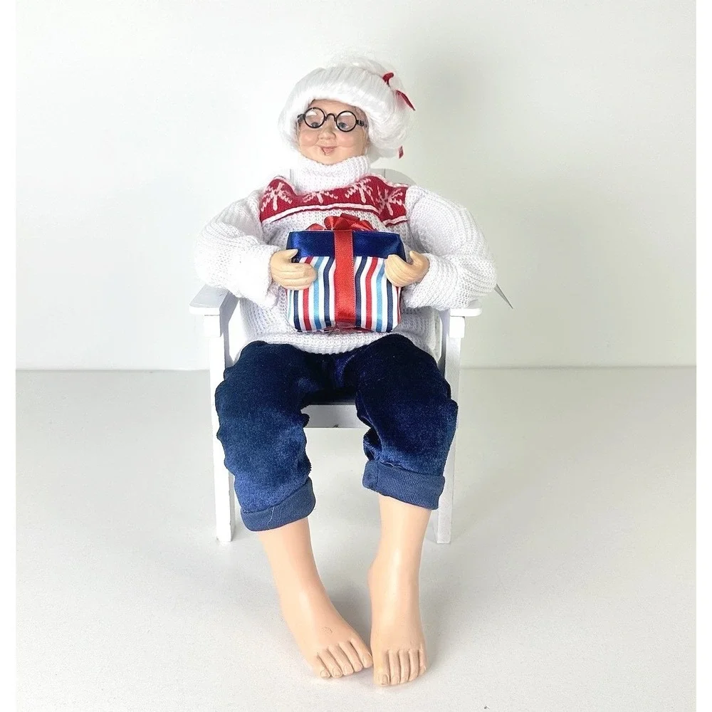 Christmas Nautical Mrs Claus Figurine Adirondack Chair Coastal Tabletop 12